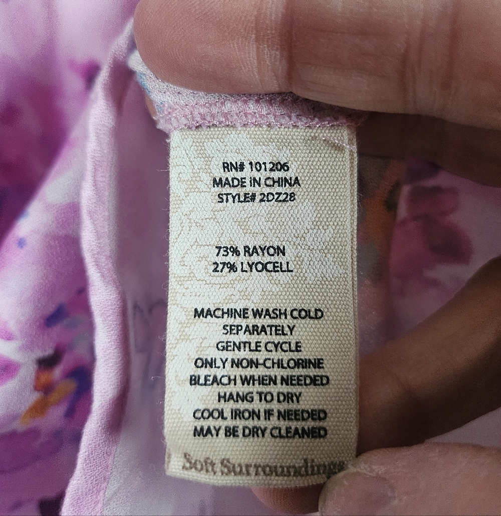 Soft Surroundings Brialla Lilac Purple Floral Watercolor Print Top Romantic XL - Picture 6 of 9